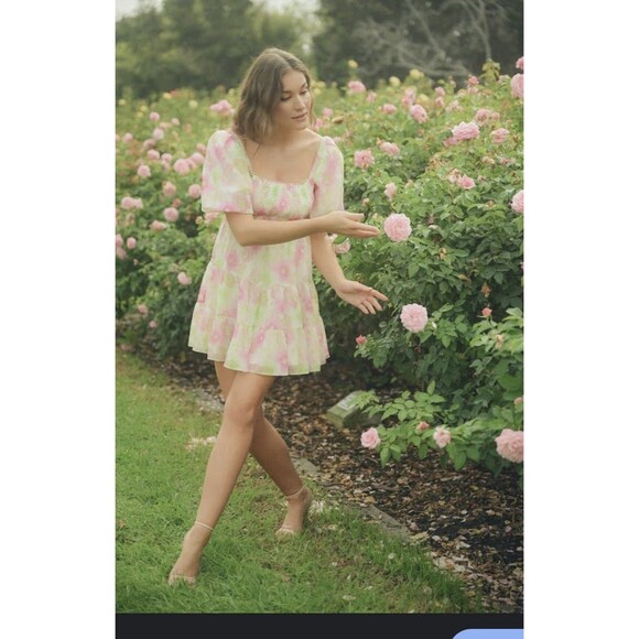Reset By Jane Josie Dress Floral Babydoll Mini Dress Size Small Whimsical Fairy - Picture 1 of 13